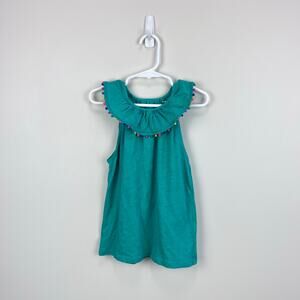 Mini Boden Charlie Pom Jersey Tank Top Green 7-8
